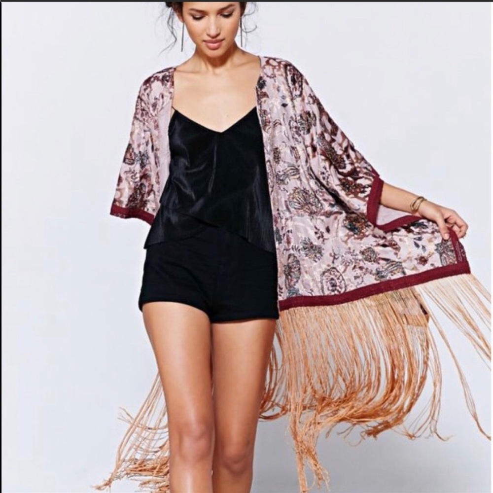 Urban Outfitters Ecote Velvet Beaded Kimono